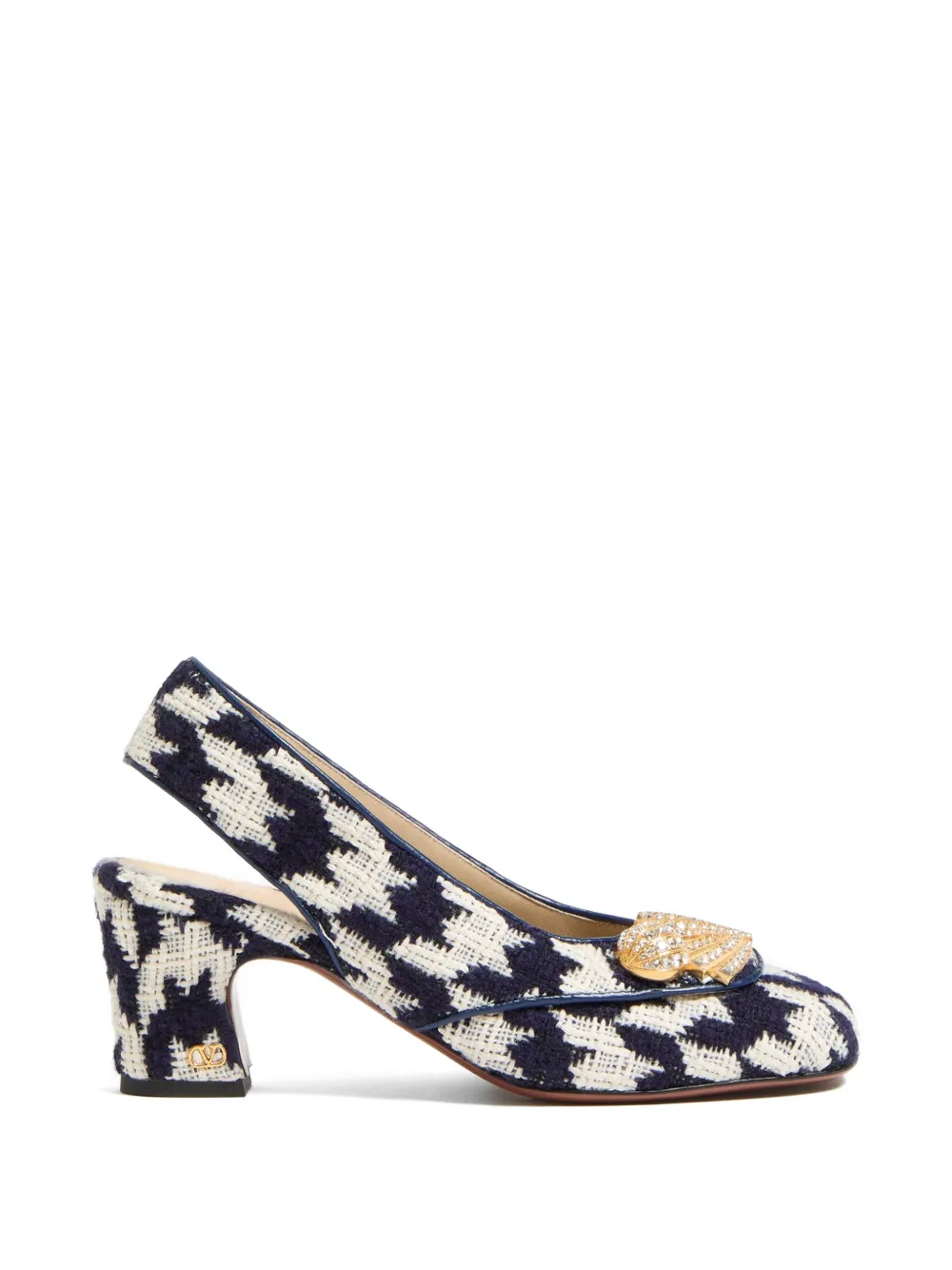 Valentino Garavani 60 mm Adamantine slingback pumps met pied-de-poule patroon Wit