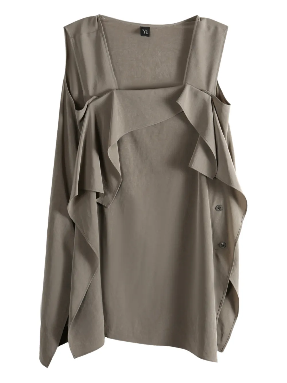 Y's ruffled square-neck top - Grigio