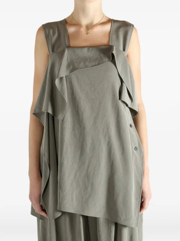 Y's Ruffled square-neck Top | Grey | FARFETCH ZA