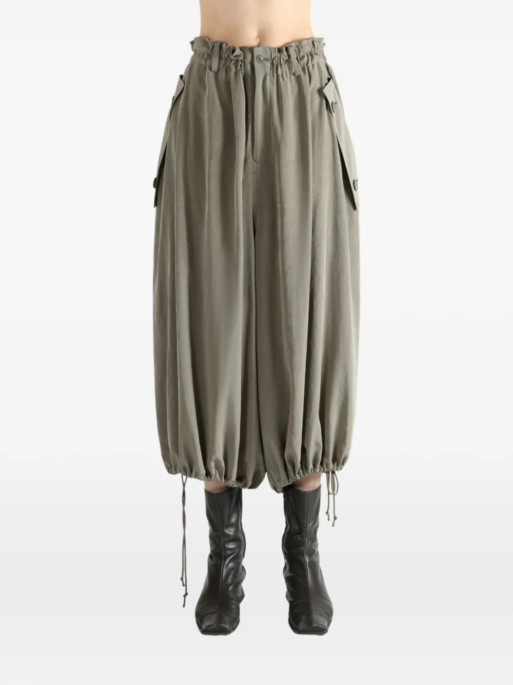 Y's drawstring-hem trousers - Grijs