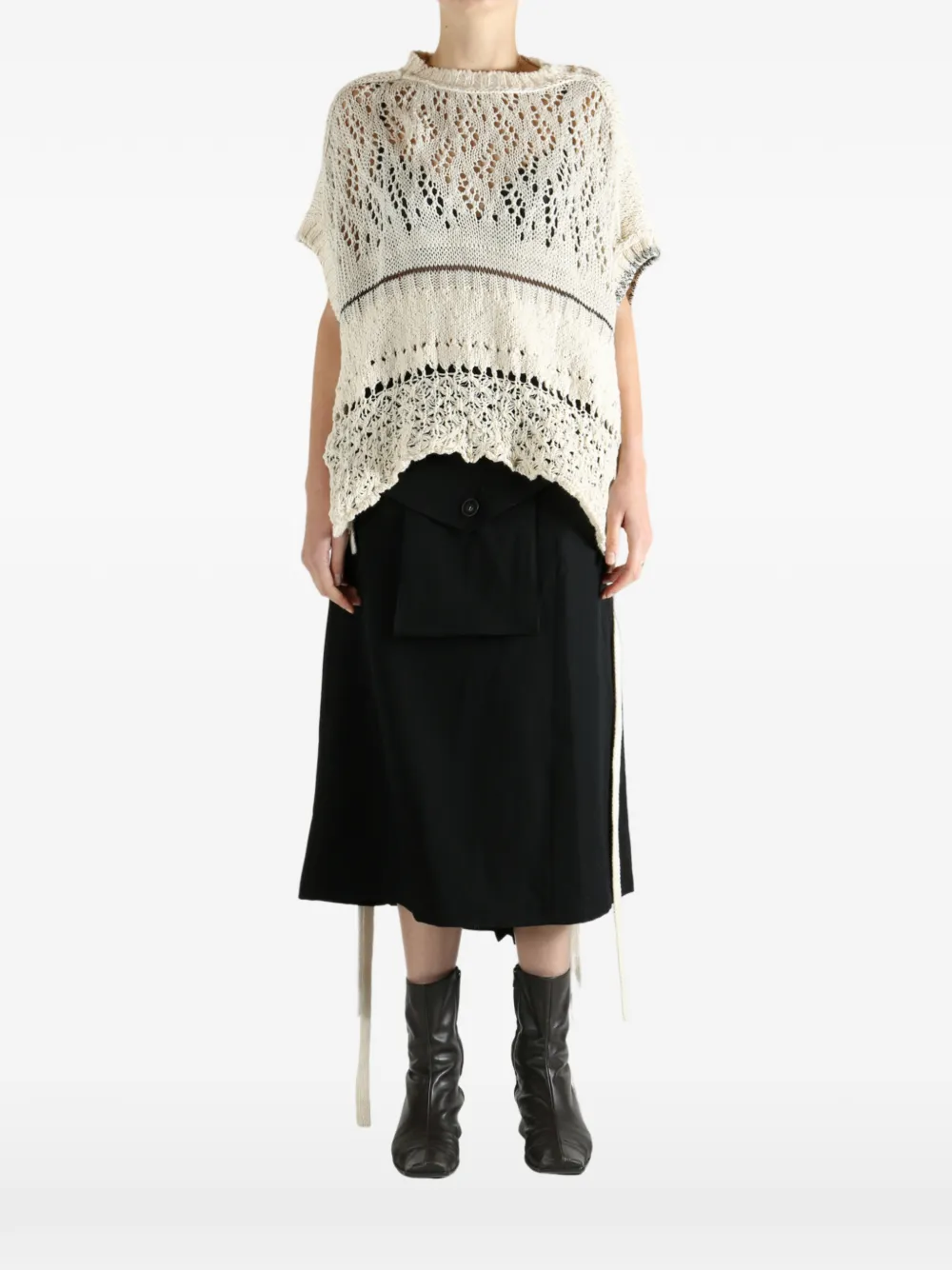 Y's Tie-detail Sweater In Neutral