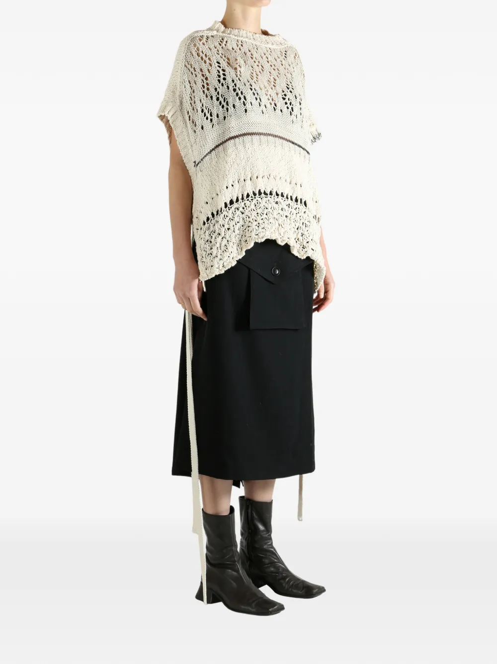 Y's Tie-detail Sweater In Neutral