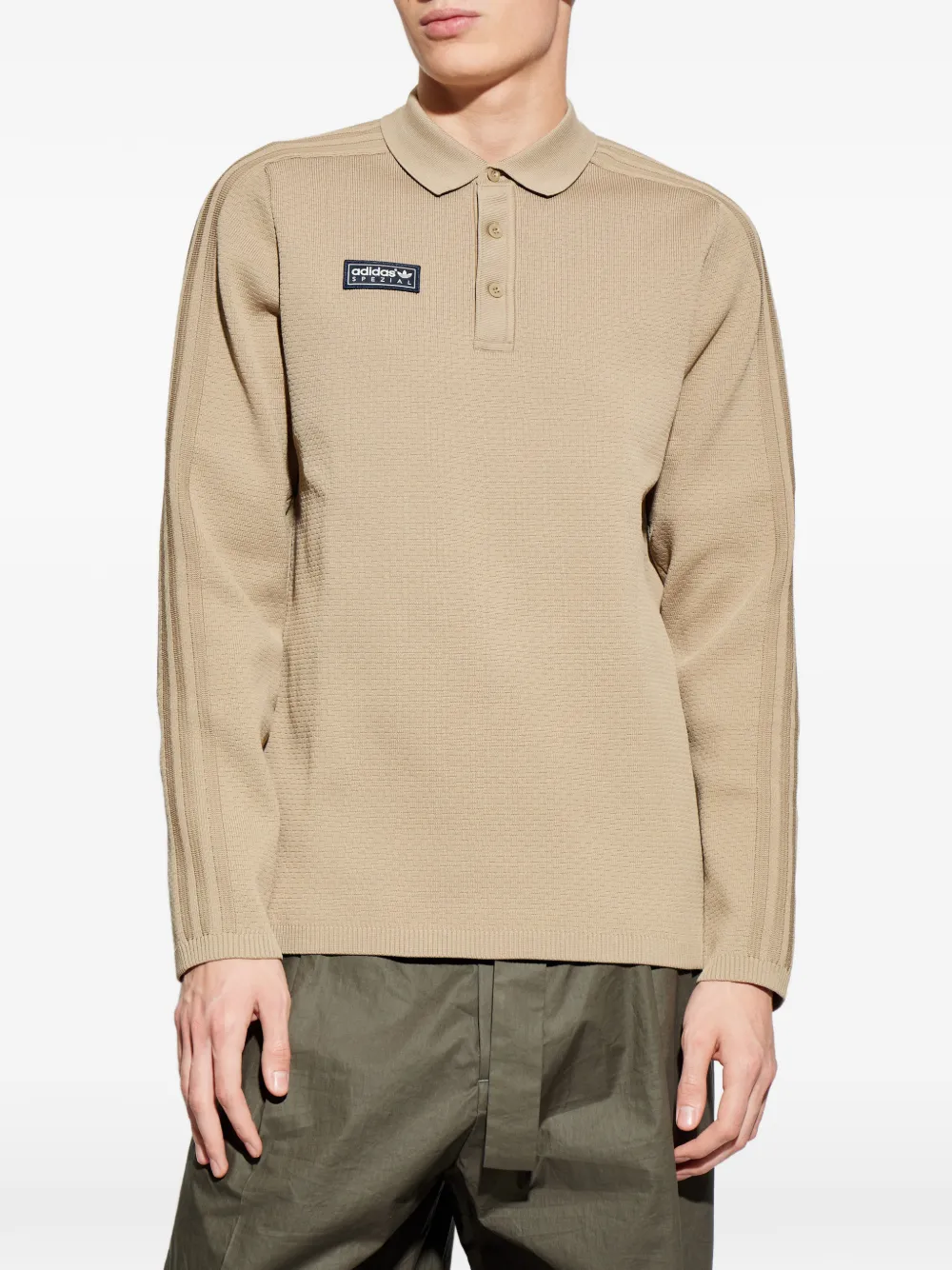 adidas Ravensworth SPZL long-sleeved polo shirt Beige