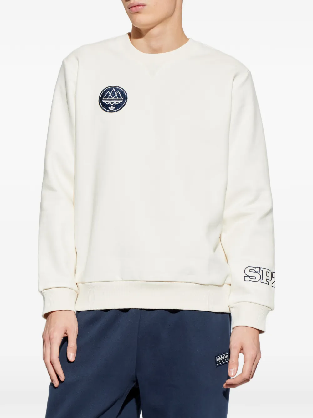 adidas SPZL logo-patch crew-neck sweatshirt Beige