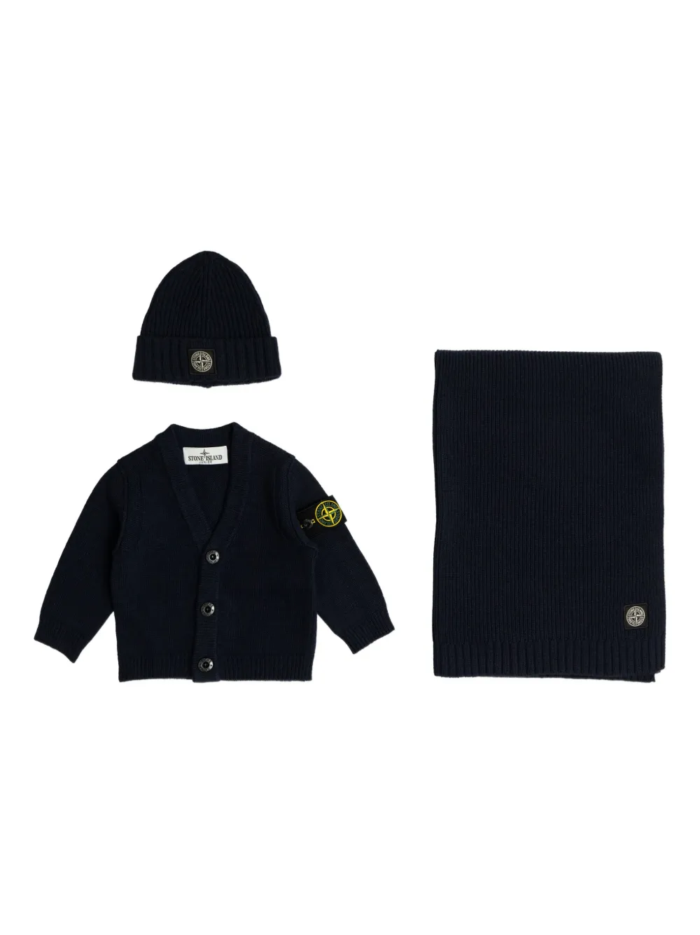 Stone Island Junior buttoned logo-detailed cardigan (set of three) | Blue | Image 1