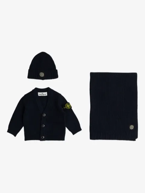 Stone Island Junior buttoned logo-detailed cardigan (set of three)