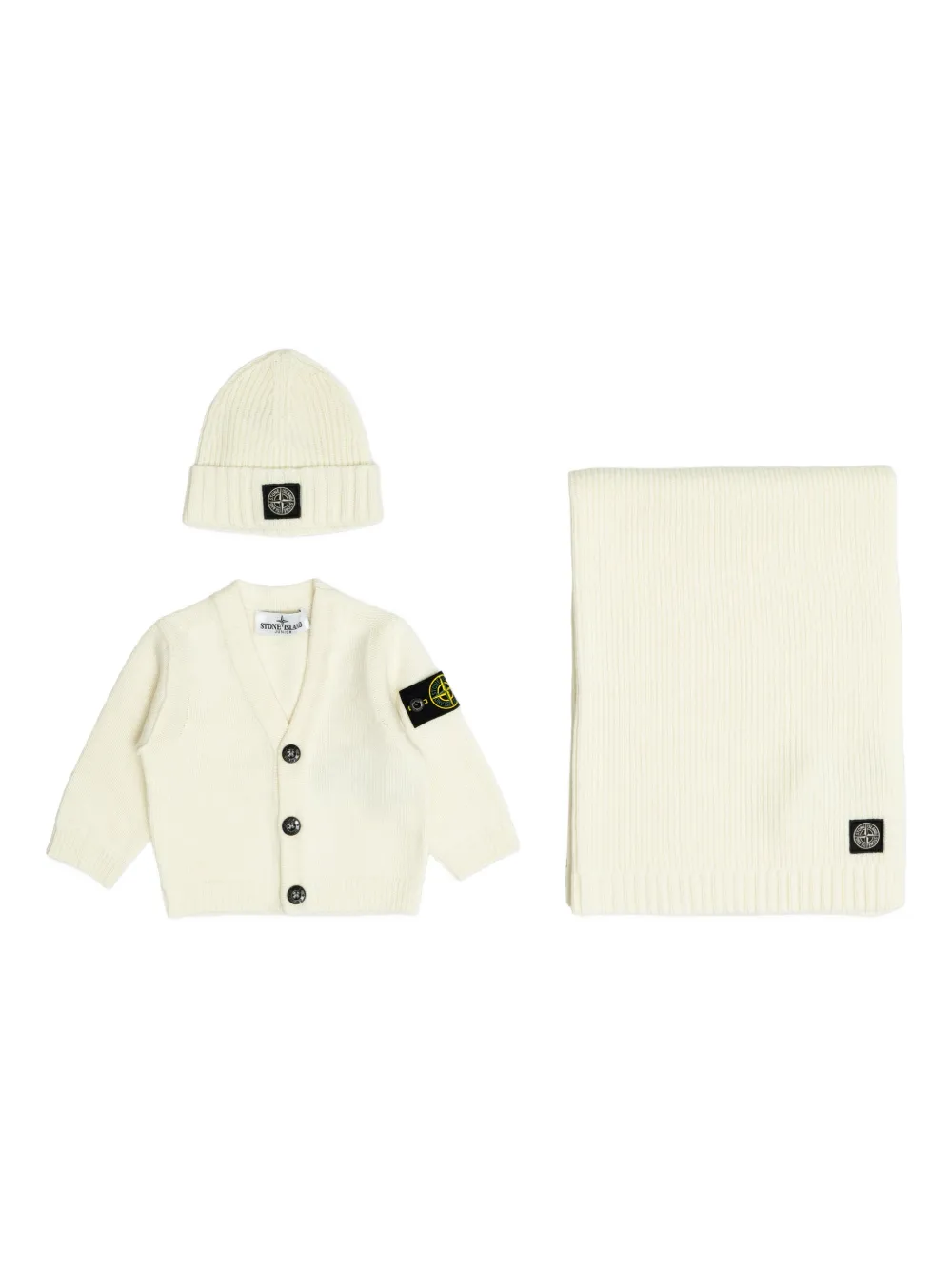 Stone Island Junior buttoned logo-detailed cardigan (set of three) | White | Image 1