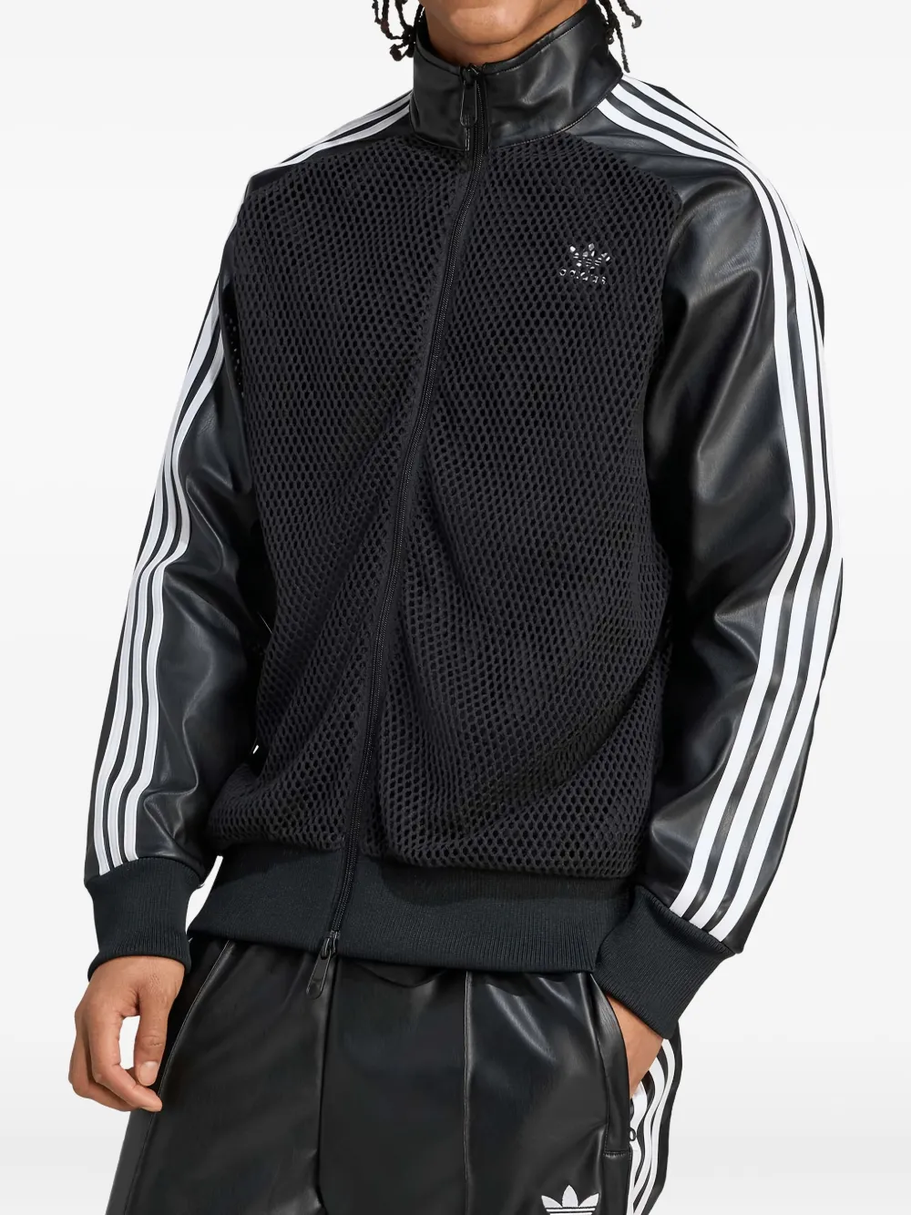 Adidas Originals Adidas X Jeremy Scott Faux Leather Mesh Track Top Unisex In Black