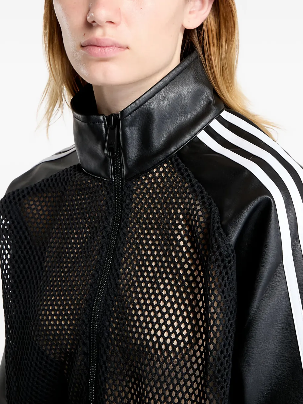 adidas Sweater met leren vlakken en mesh Zwart