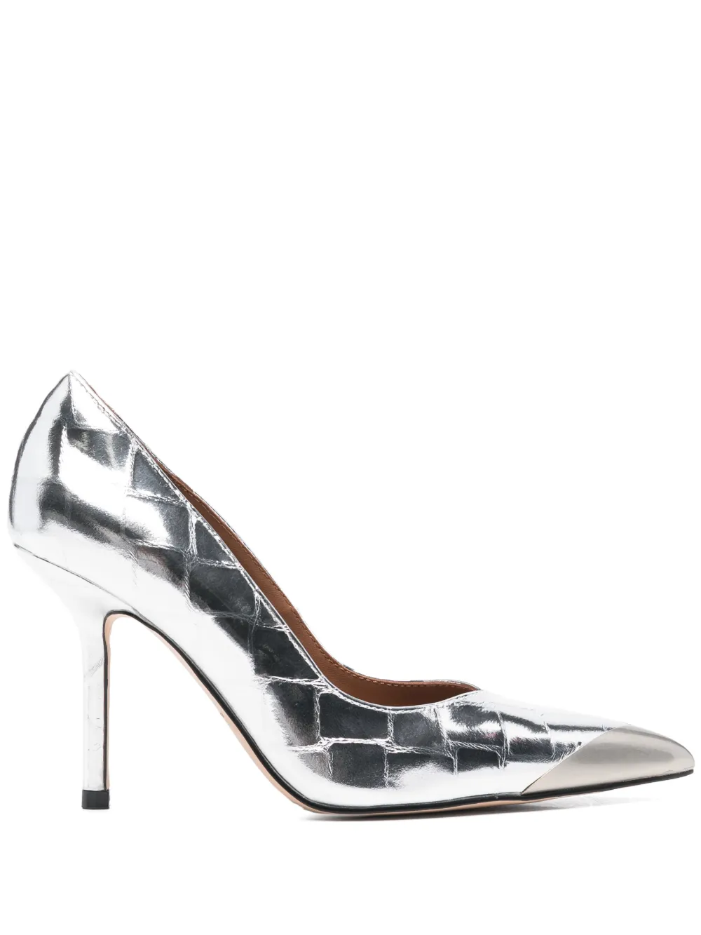 Kurt Geiger London 90mm metallic-effect point-toe pumps - Argento