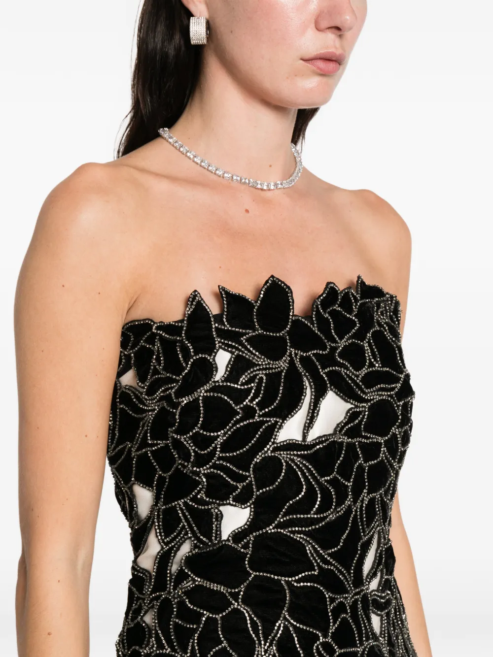 Costarellos Floral Strapless Mini Dress In Black