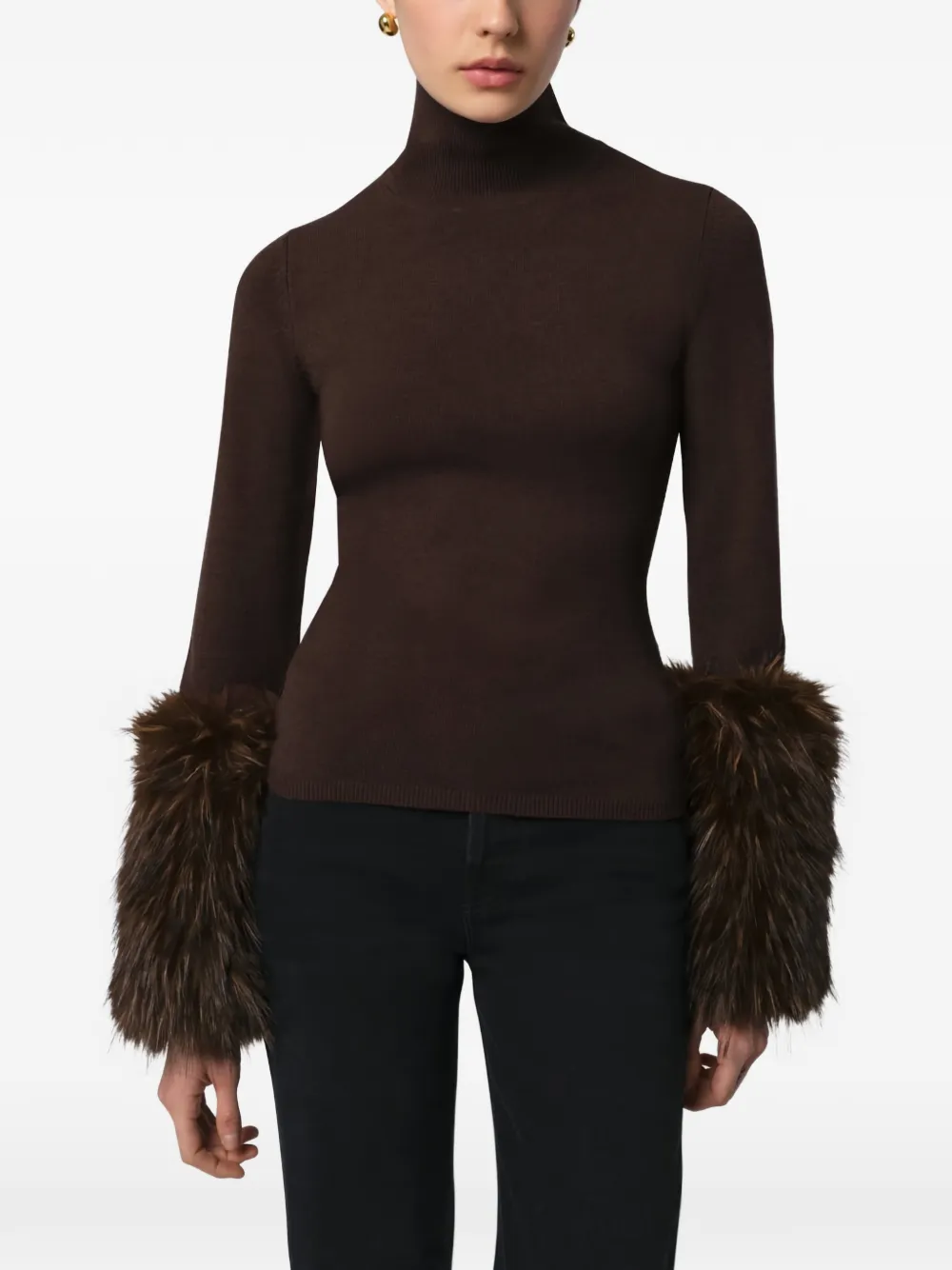Apparis Aspen faux-fur cuff sweater - Marrone