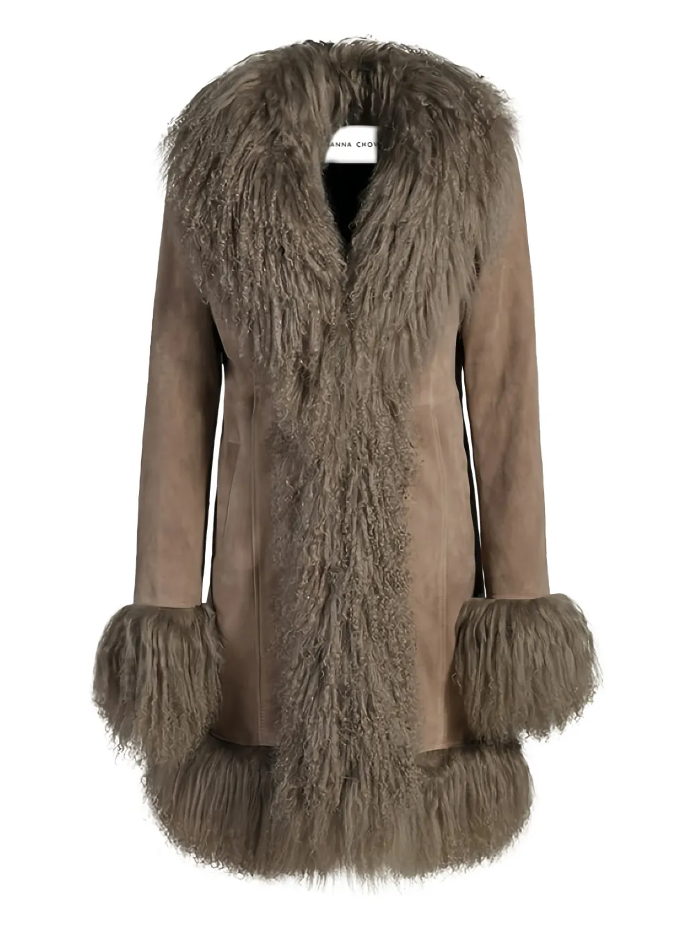 Susana Chow Dorothy shearling-trim suede coat | Brown | Image 1