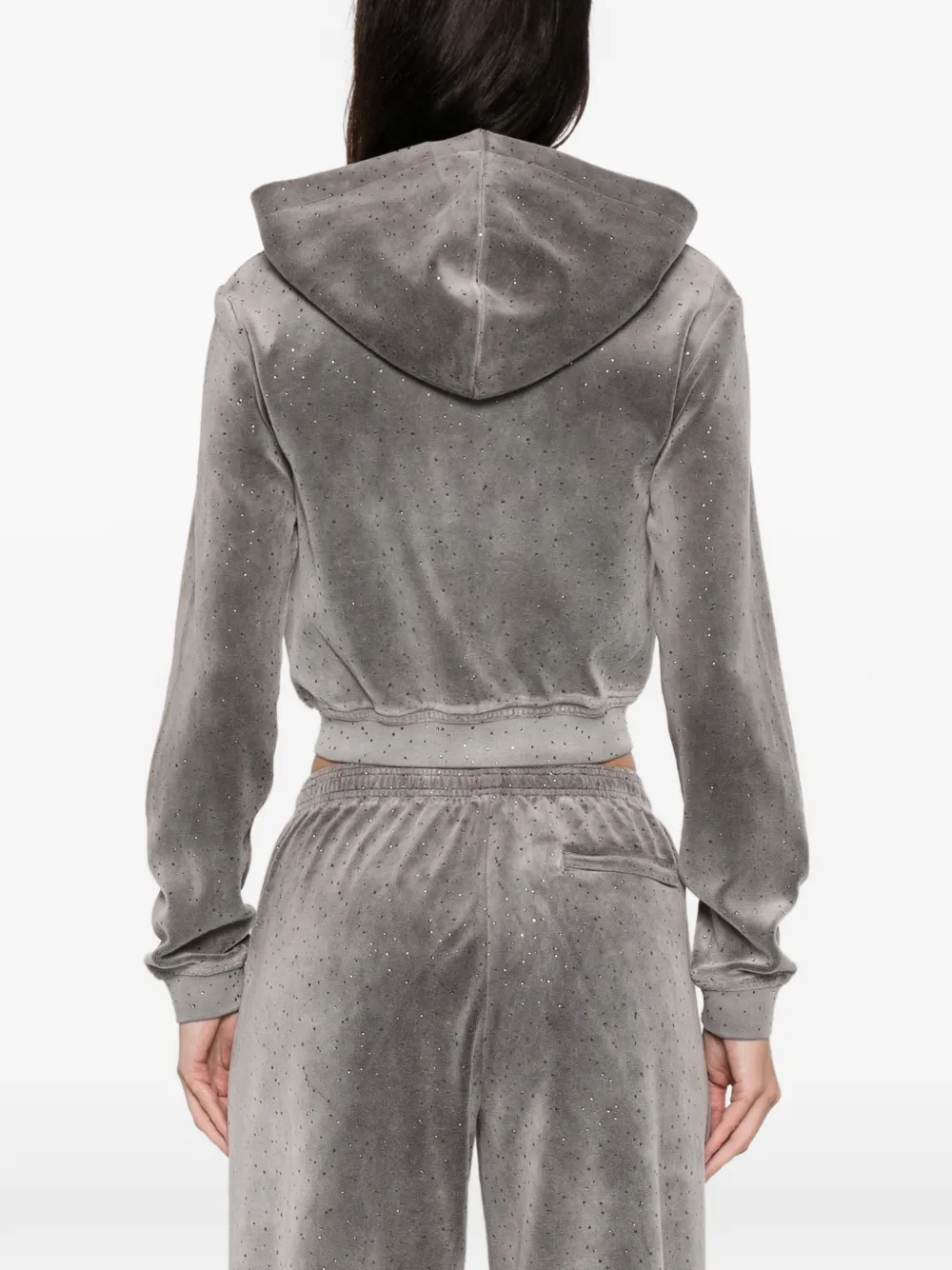 Alexander Wang Embellished Hooded Sweater In Gray