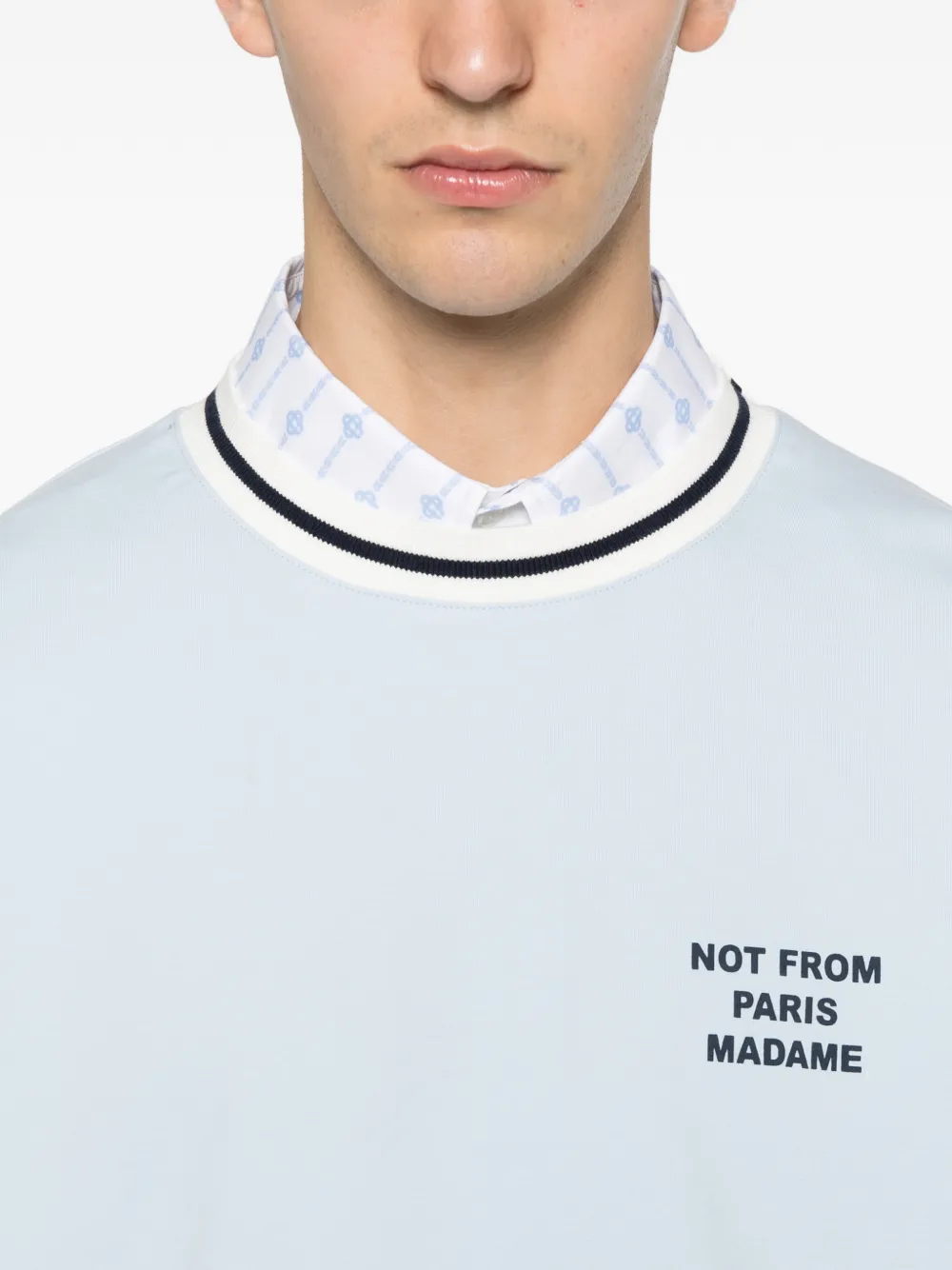 Drôle De Monsieur slogan sport ringer T-shirt Blauw