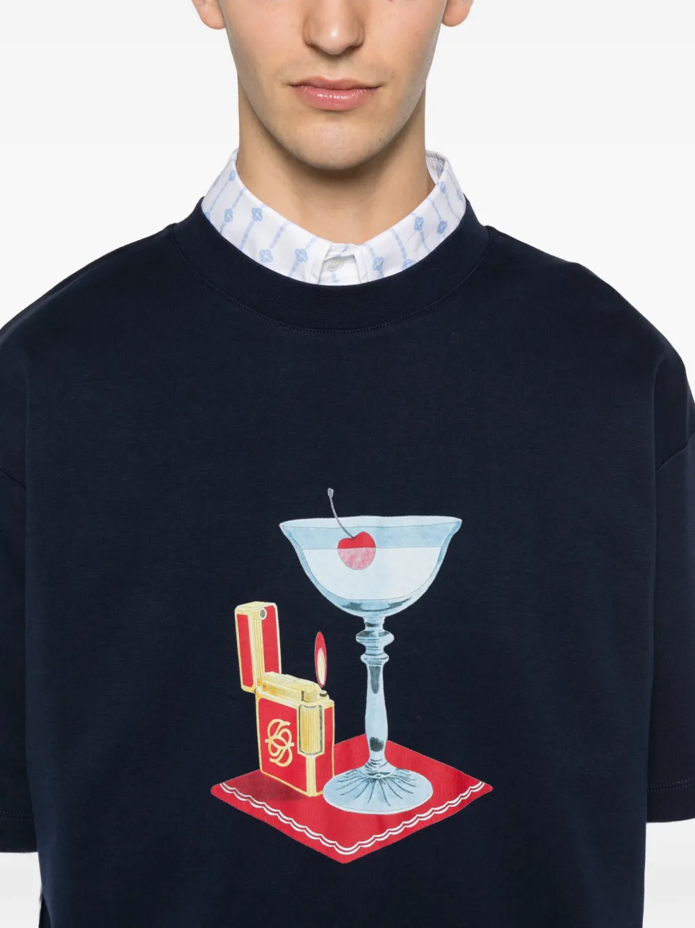 Drôle De Monsieur cocktail graphic-print T-shirt Blauw