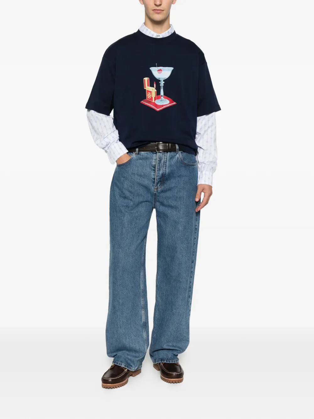 Drôle De Monsieur cocktail graphic-print T-shirt - Blauw