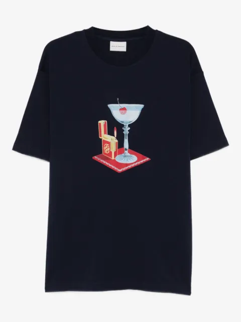 Drôle De Monsieur 鸡尾酒图案印花T恤