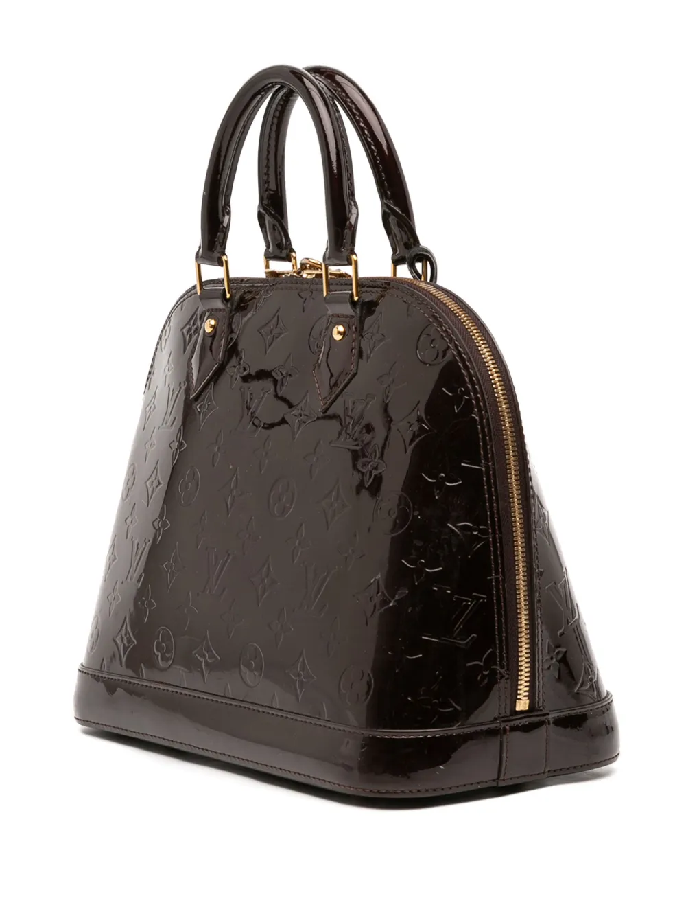 Pre-owned Louis Vuitton 2000-2025 Monogram Vernis Alma Pm Handbag In Purple