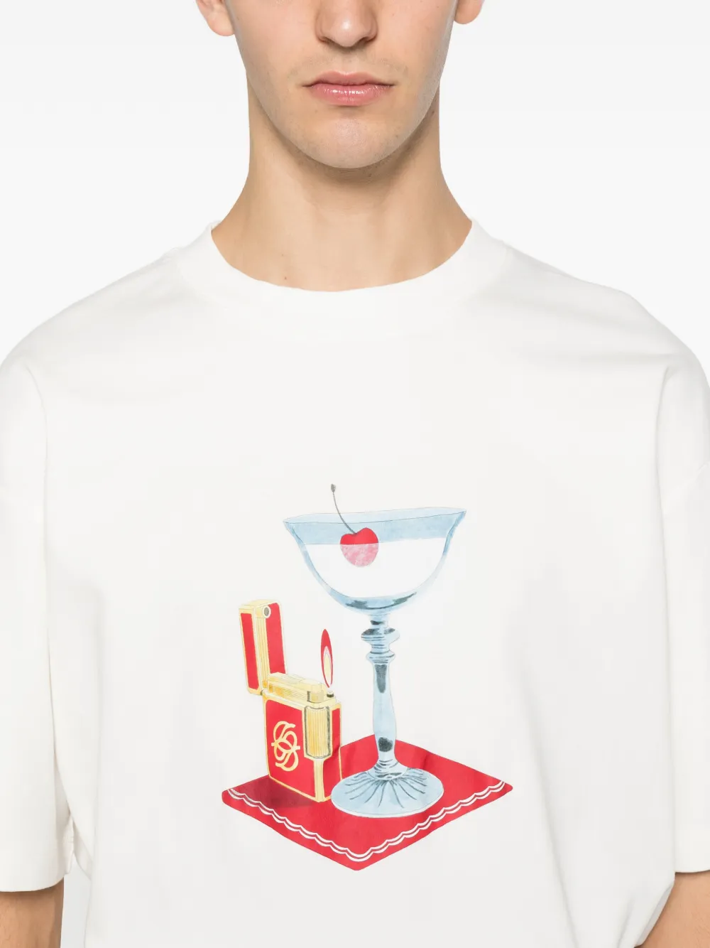 Drôle De Monsieur cocktail graphic print T-shirt Wit