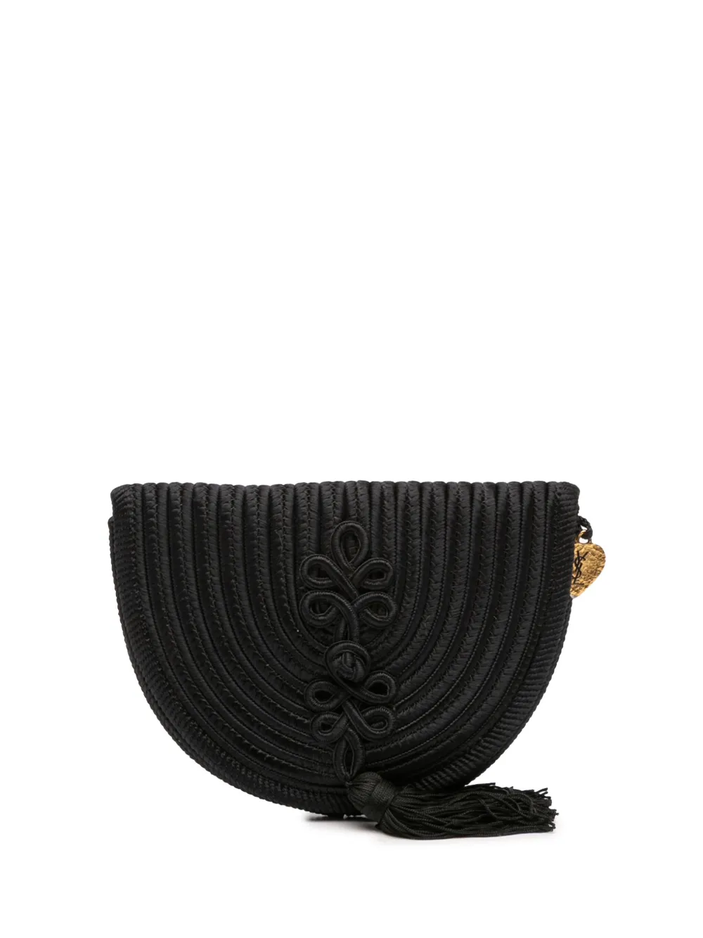 Pre-owned Saint Laurent 20th Century Silk Cord Passementerie Tassel Crossbody Bag In Black