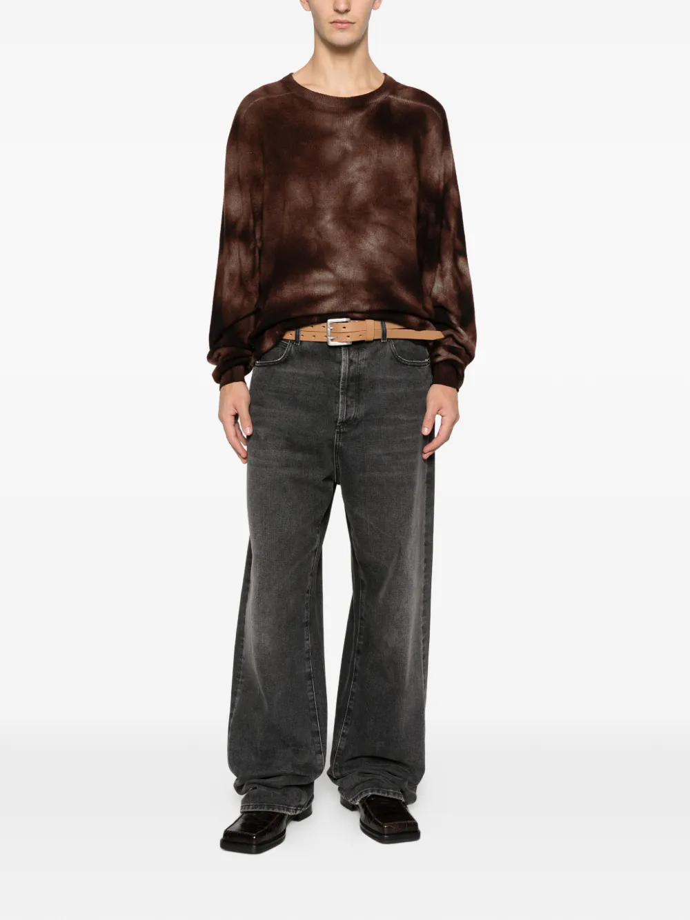 Pre-owned A.n.g.e.l.o. Vintage Upcycling Tie-dye Sweater In Brown