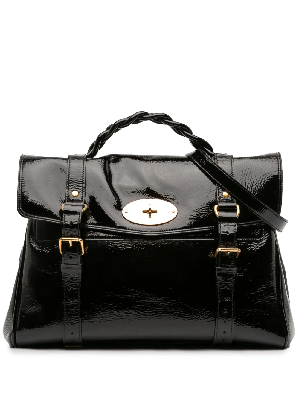 Mulberry Pre-Owned 2020-2025 Oversized Patent Alexa satchel | Black | Image 1