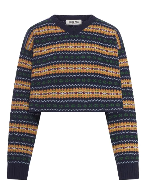 Miu Miu Jacquard-Pullover mit V-Ausschnitt