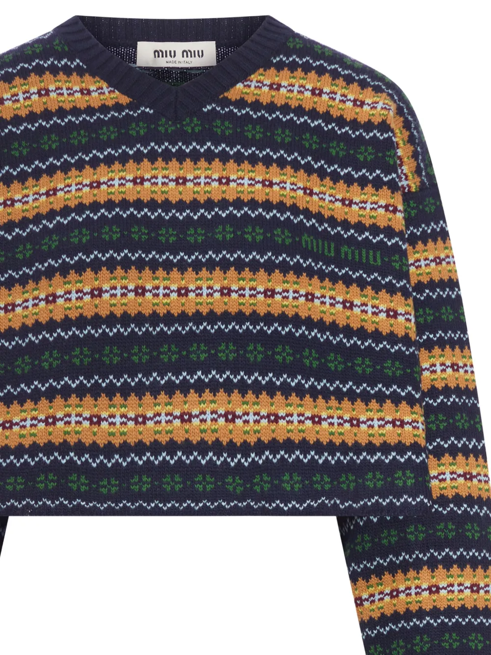 Miu Miu V-neck jacquard wool sweater | Knitted Sweaters | Image 2