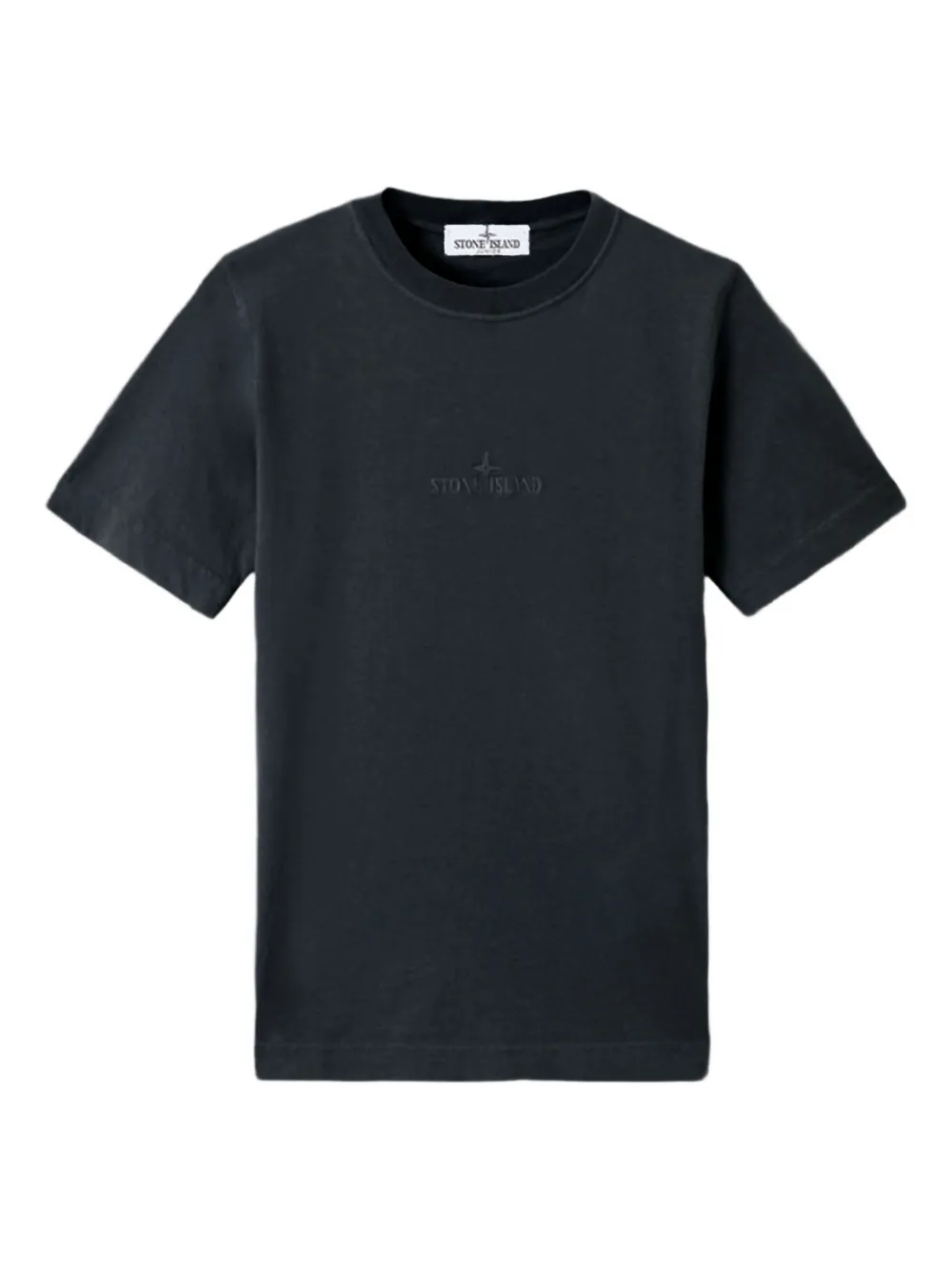 Stone Island Junior T-shirt con logo ricamato - Nero