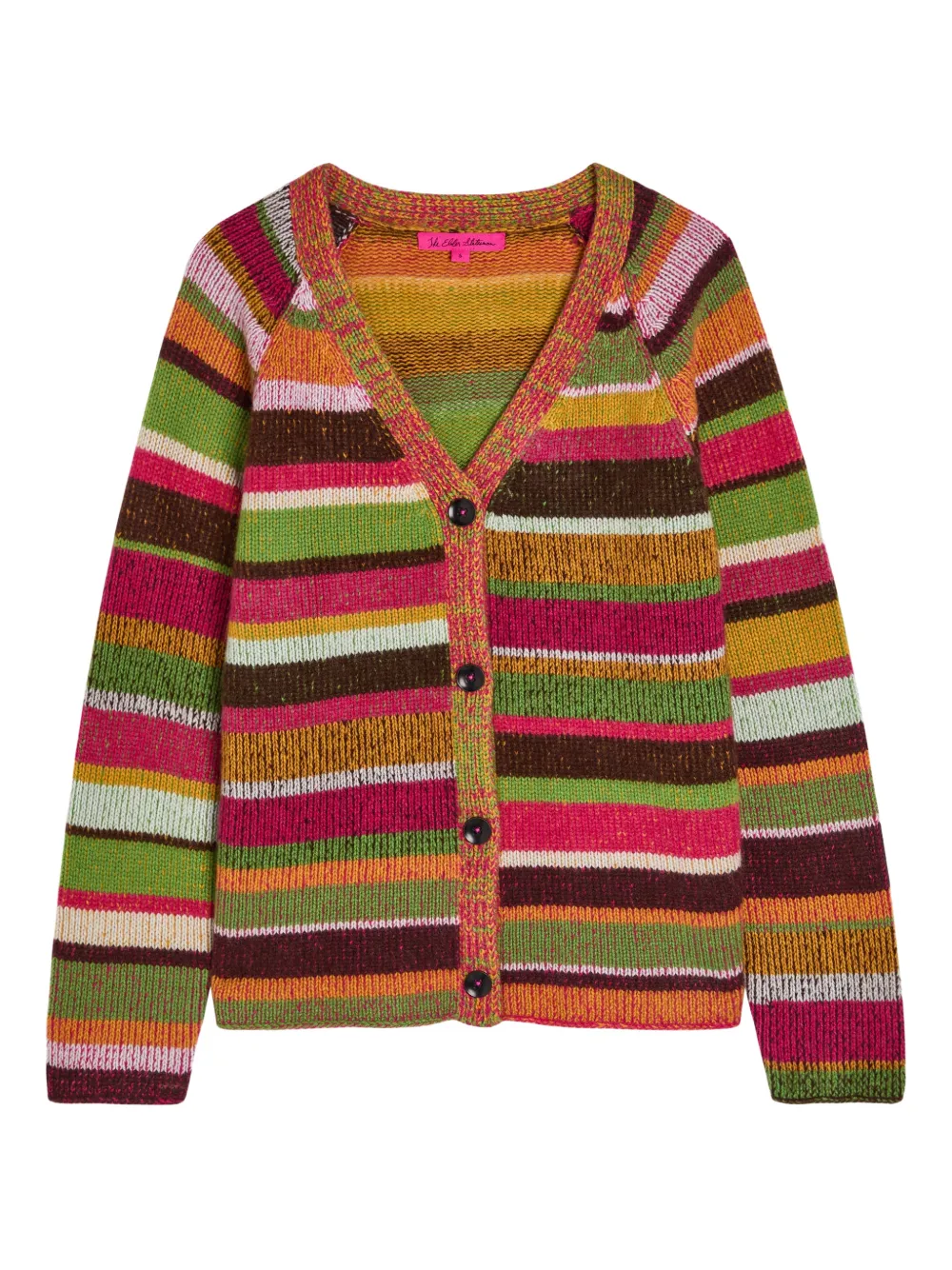The Elder Statesman Cardigan a righe - Verde