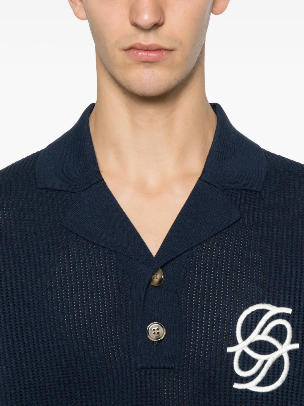 Drôle De Monsieur Polo Maille Monogramme polo shirt Blauw