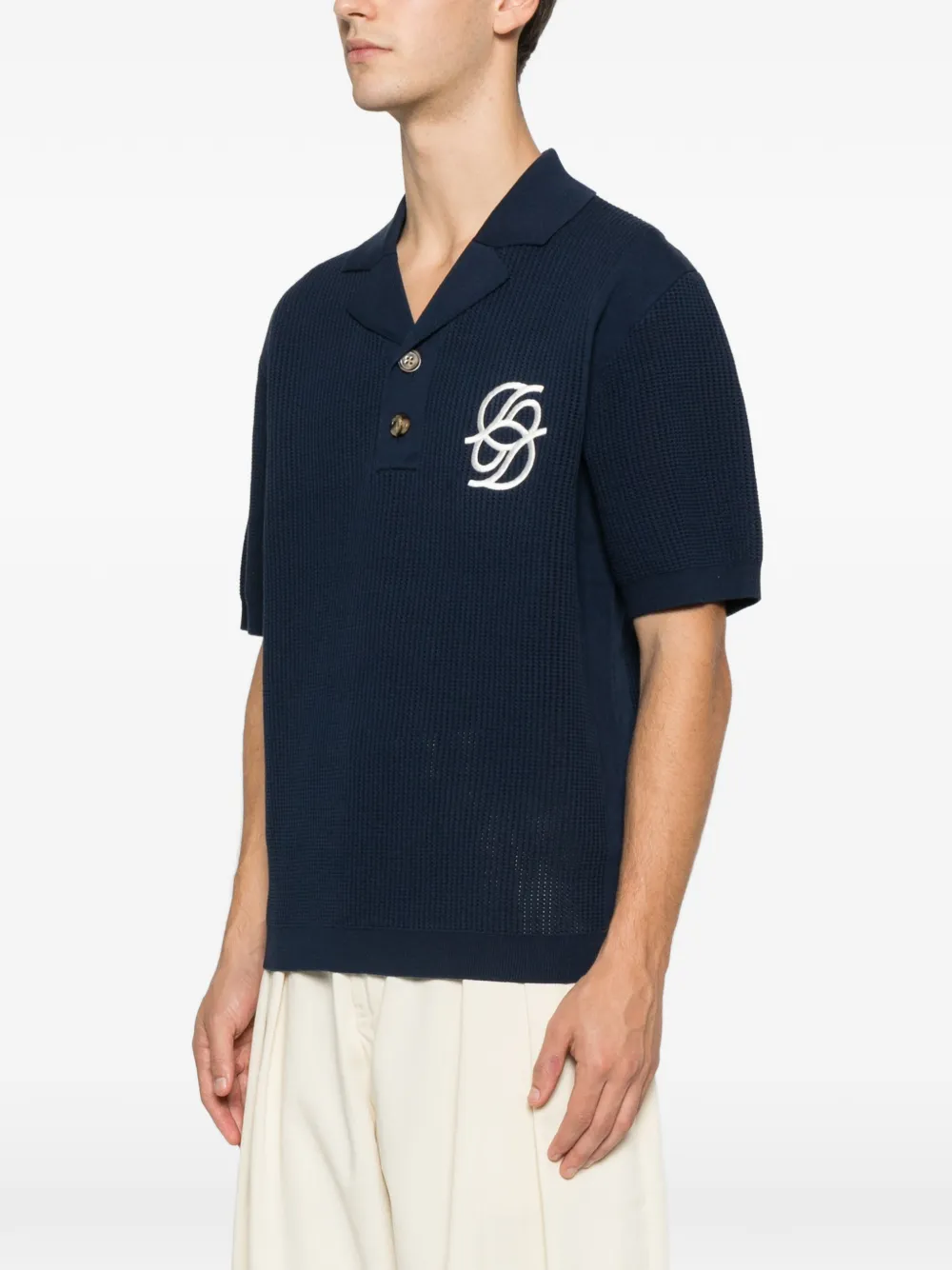 Drôle De Monsieur Polo Maille Monogramme polo shirt Blauw