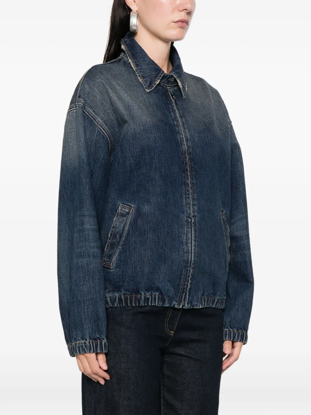 Prada Denim jack met rits Blauw