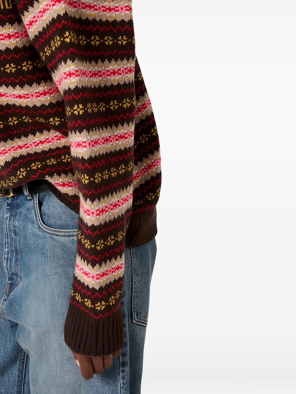 Miu Wollen jacquard gebreide trui Bruin