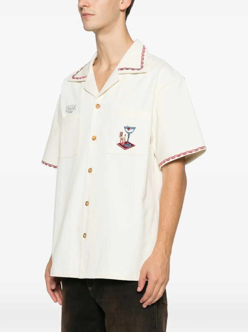 Drôle De Monsieur Embroidered Pocket Shirt Wit