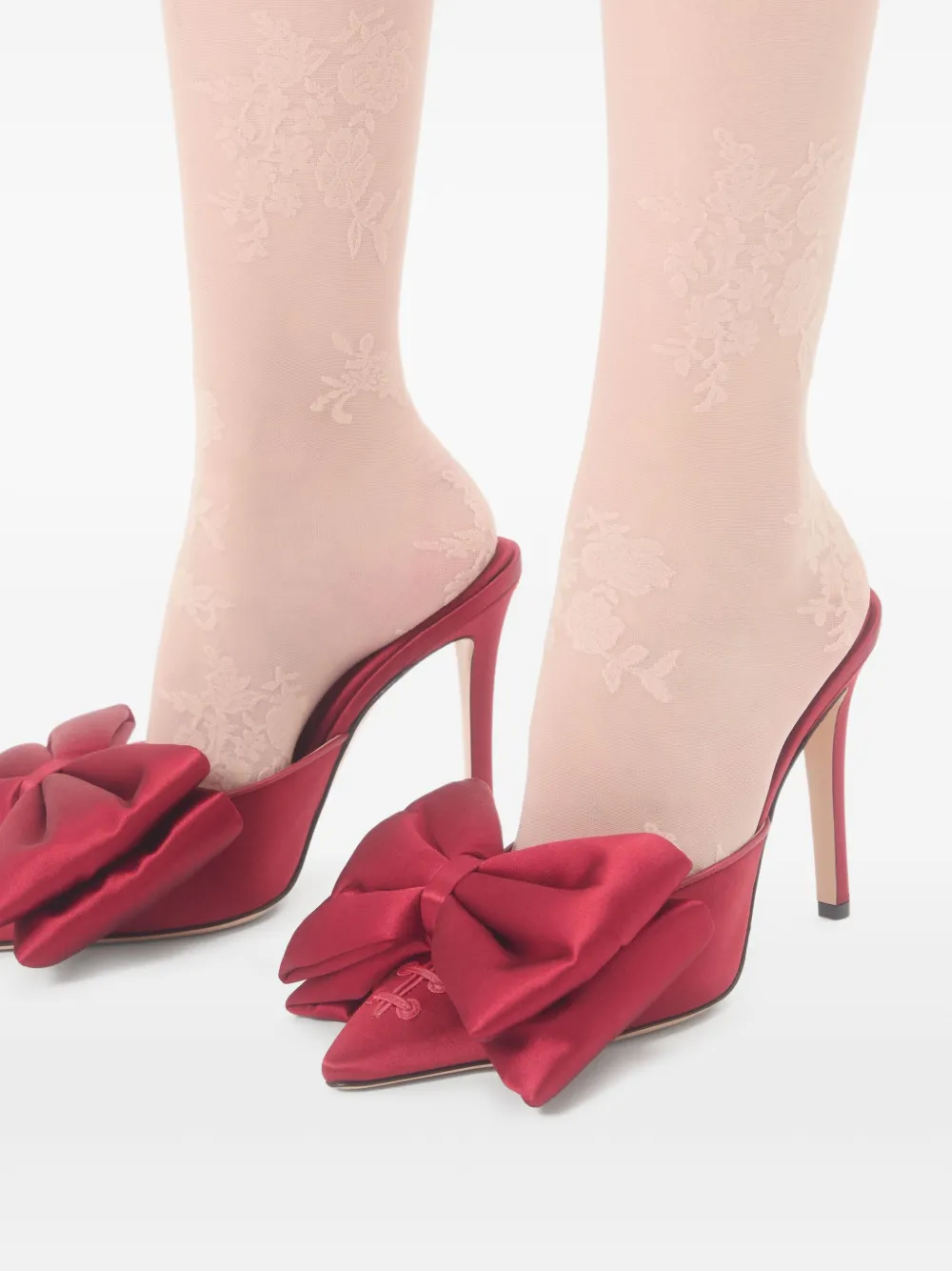 Valentino 105mm Yolande Bow-detailed Heeled Pumps In Red