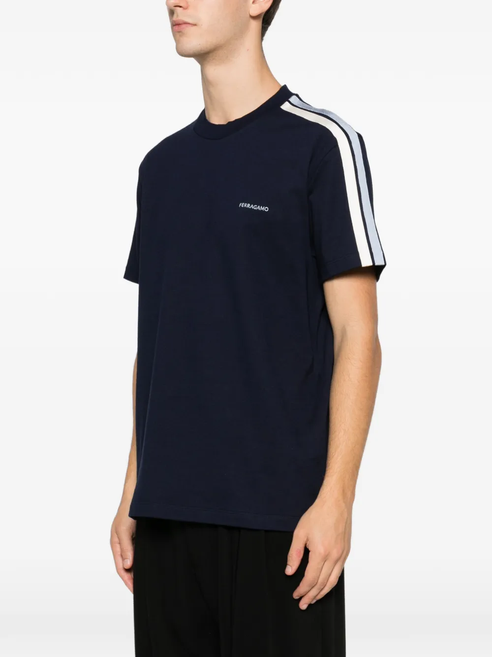 Ferragamo stripe-detail T-shirt Blauw