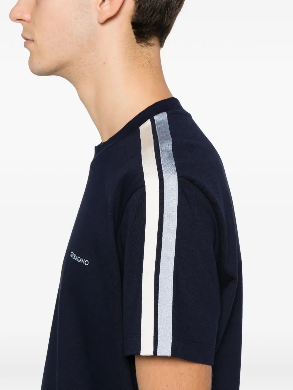 Ferragamo stripe-detail T-shirt Blauw