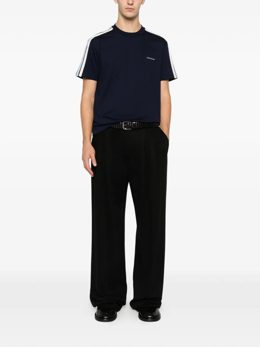 Ferragamo stripe-detail T-shirt - Blauw