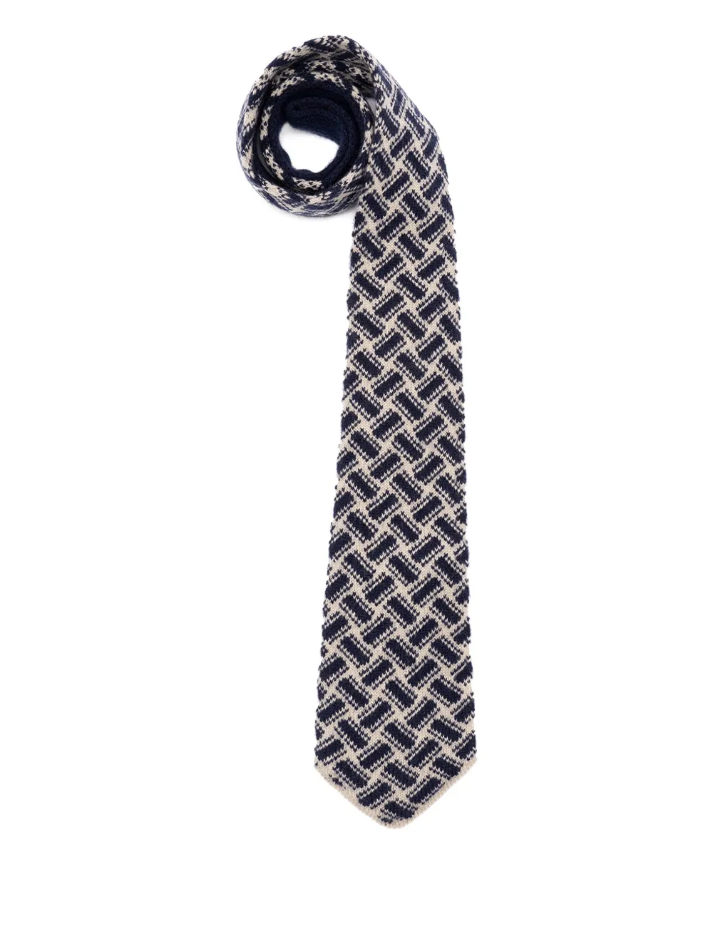 Drumohr cashmere geometric-pattern tie | Blue | Image 1