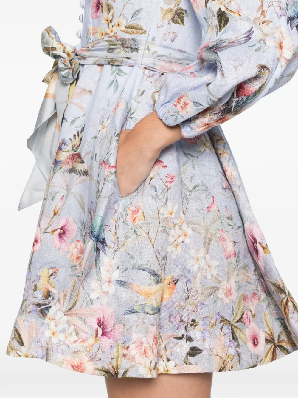 Zimmermann Rebellion Button Mini Dress In Blue