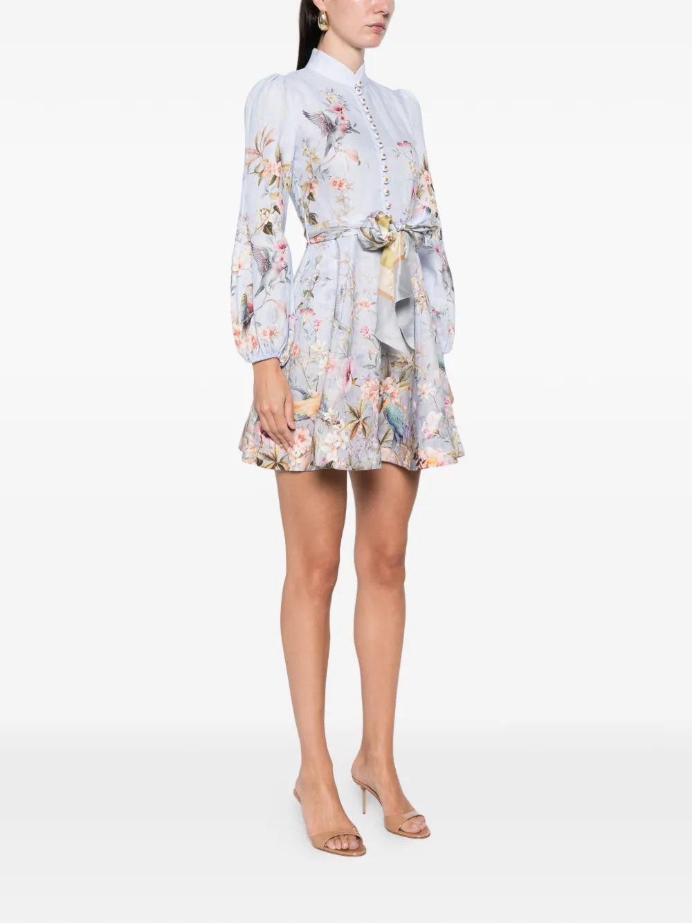 Zimmermann Rebellion Button Mini Dress In Blue