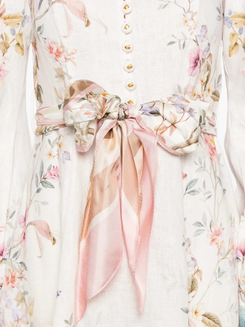 Zimmermann Rebellion Button Floral-print Midi Dress In Neutral