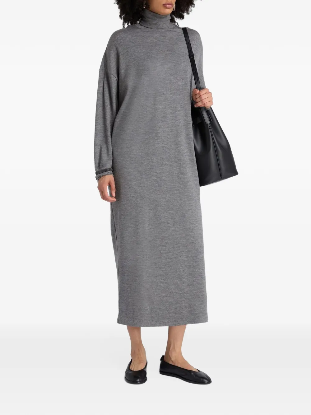 Brunello Cucinelli roll-neck Monili-trim maxi dress Grijs