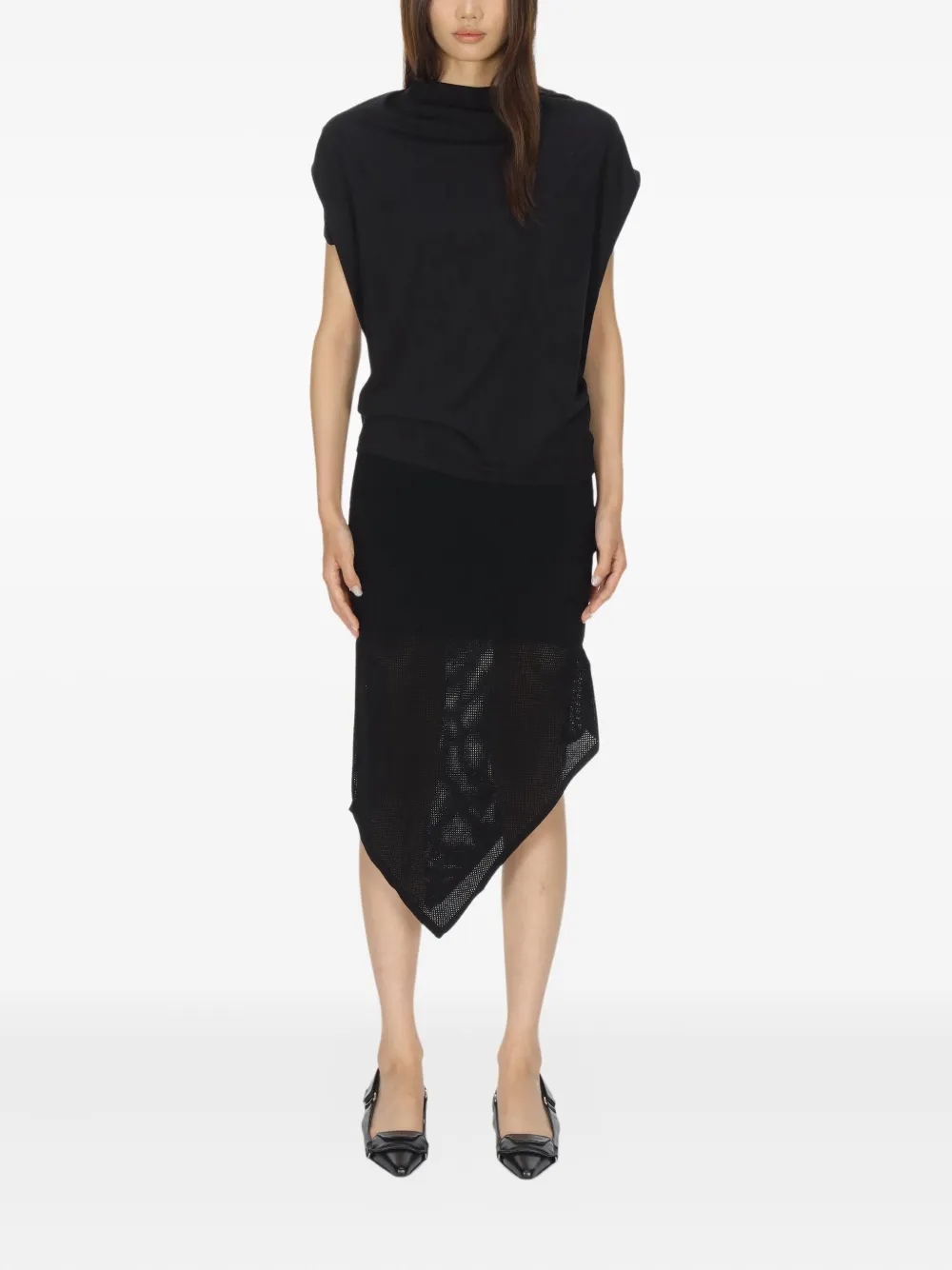The Garment Top met sjaaldetail Zwart