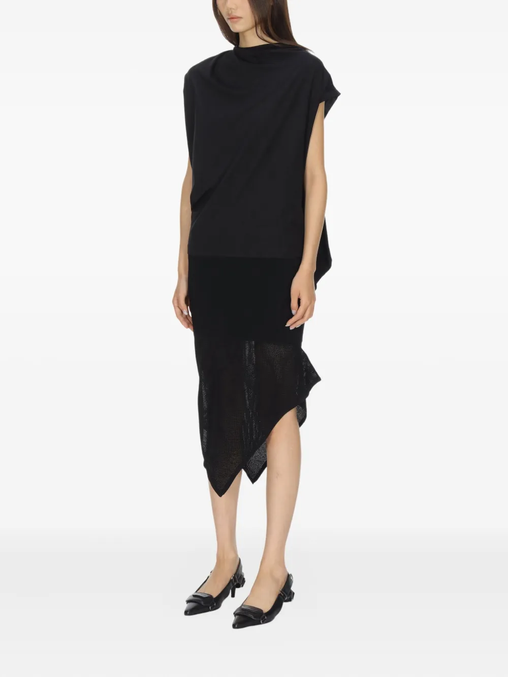 The Garment Top met sjaaldetail Zwart