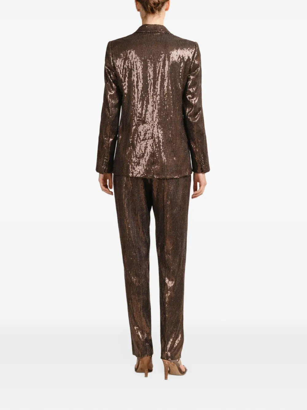 Brunello Cucinelli sequin-embellished double-breasted suit Bruin