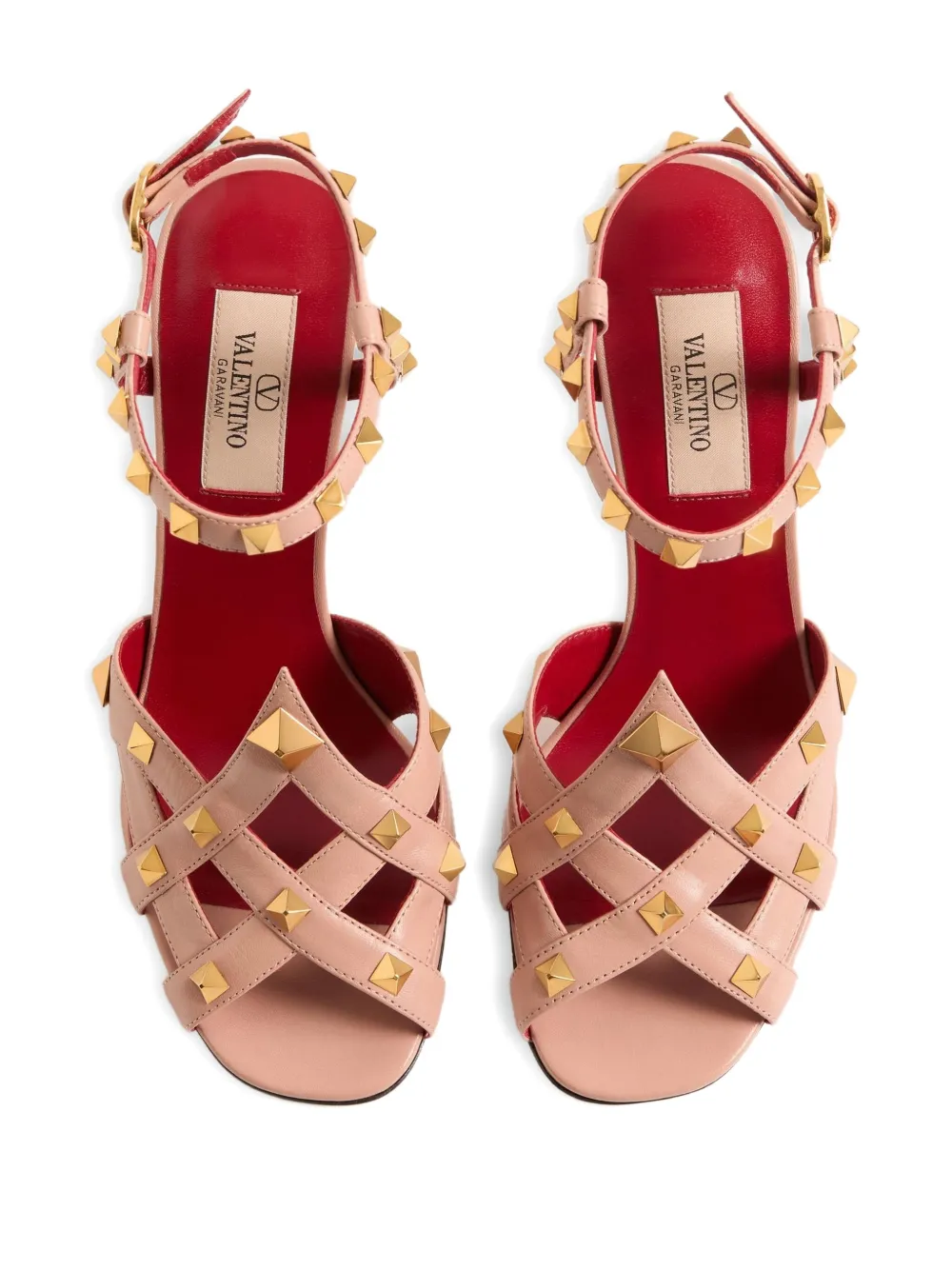 Valentino 100mm Studdy Adjustable-strap Heeled Sandals In Pink