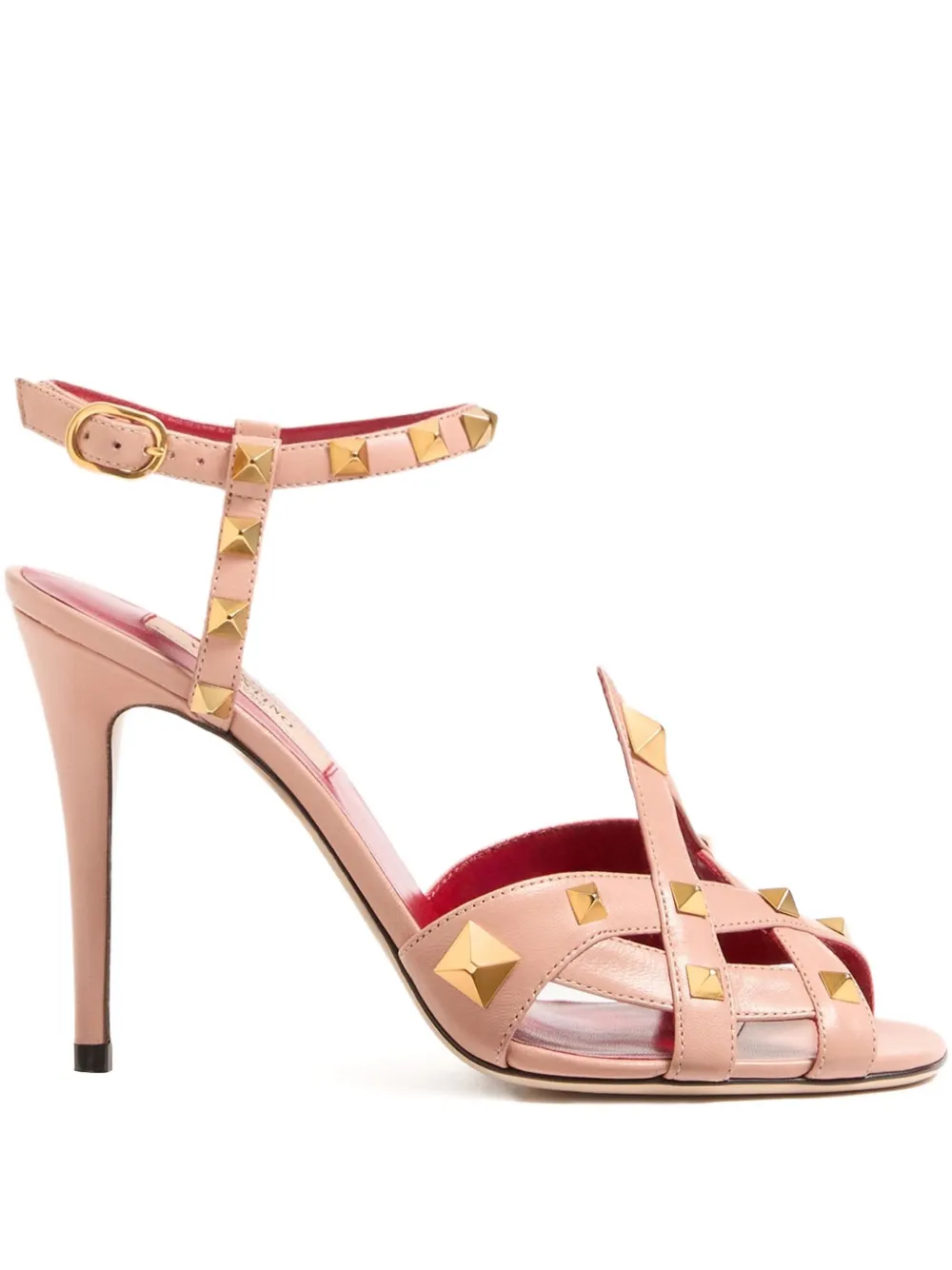 Valentino 100mm Studdy Adjustable-strap Heeled Sandals In Pink